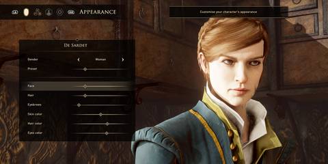 Customizing a character's appearance in GreedFall