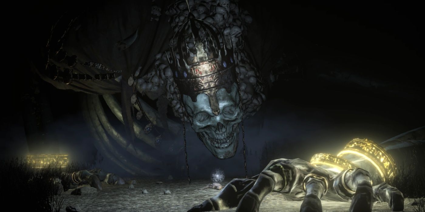 Dark Souls 3 Highlord Wolnir crawling toward viewer