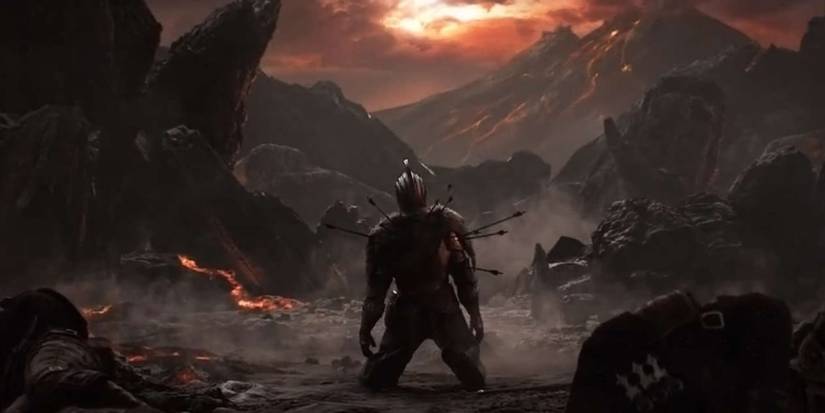 Dark Souls II Bear of the Curse shot with arrows collapsing