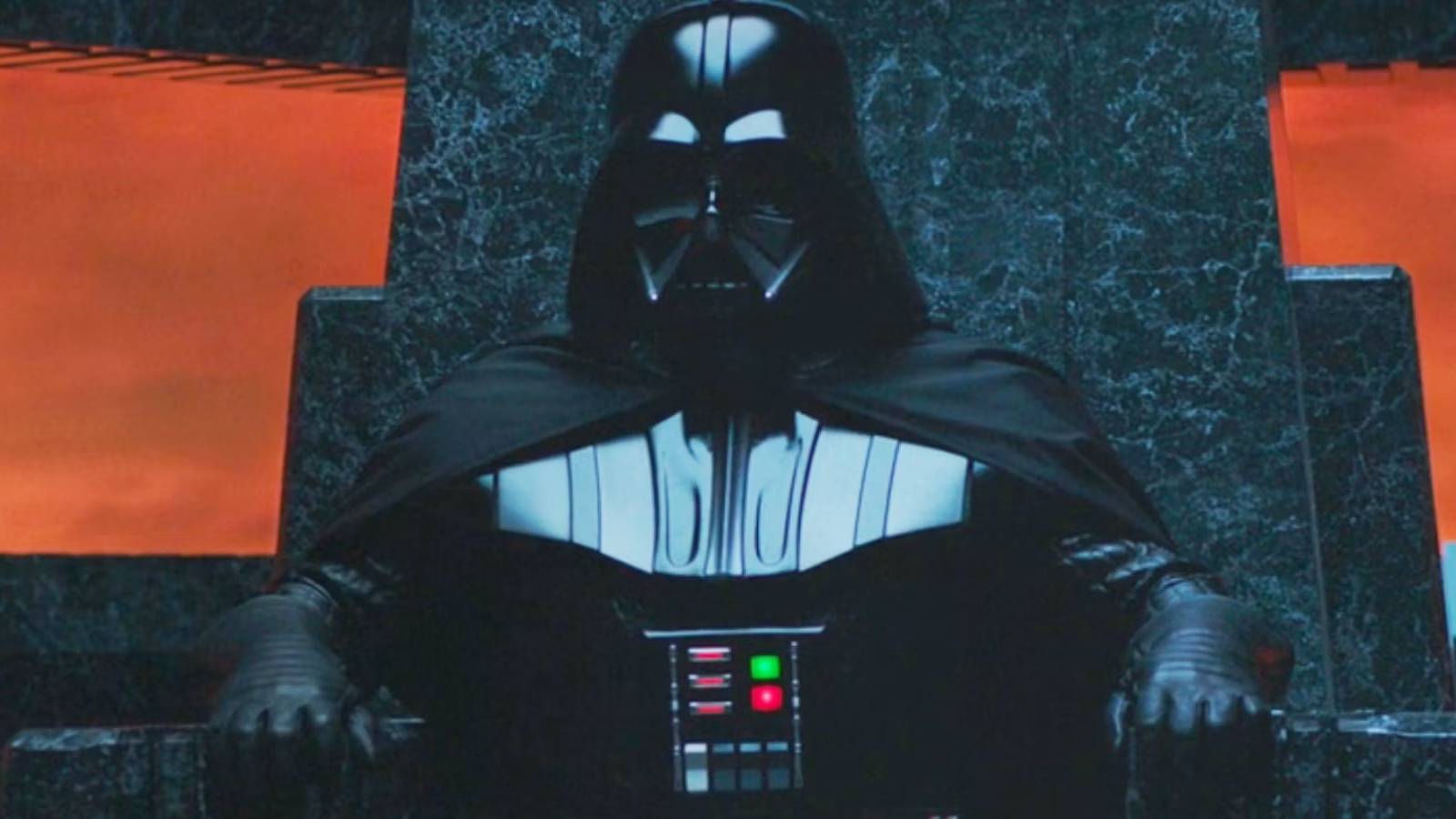 Darth Vaders sits on the throne of his Castle In Obi-Wan Kenobi