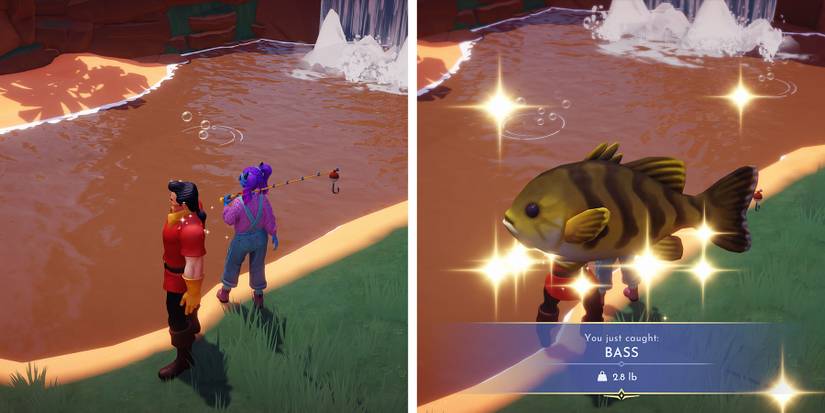 Catching Bass in The Oasis in Disney Dreamlight Valley