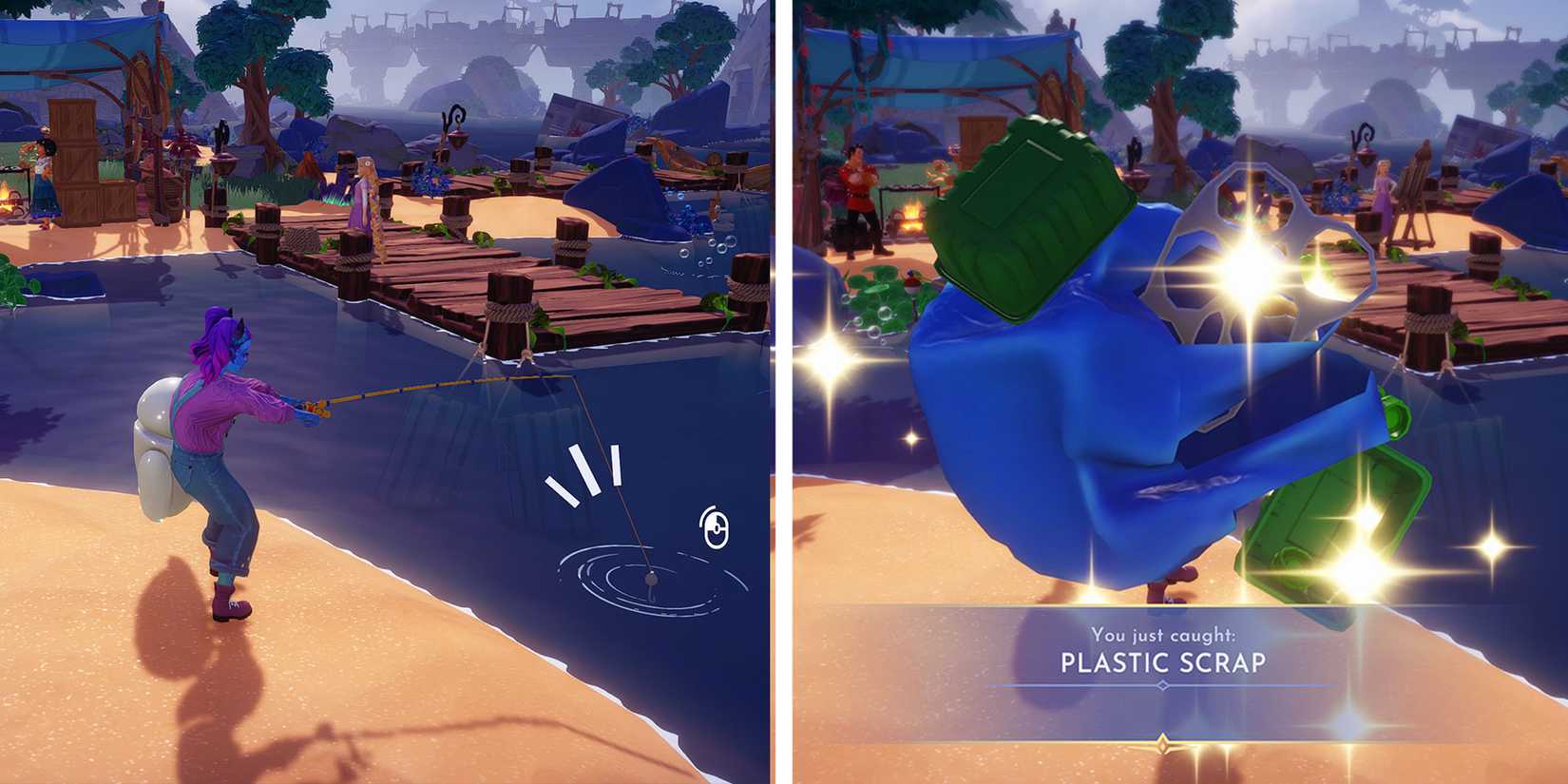Fishing up Plastic Scrap in Disney Dreamlight Valley 