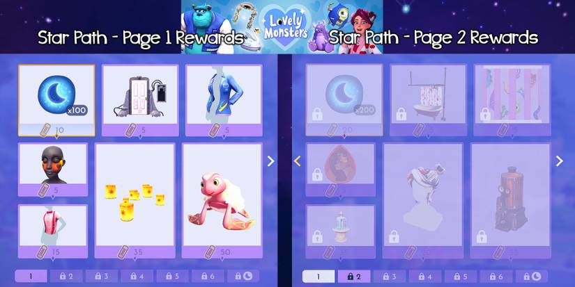 Lovely Monster Star Path Rewards in Disney Dreamlight Valley