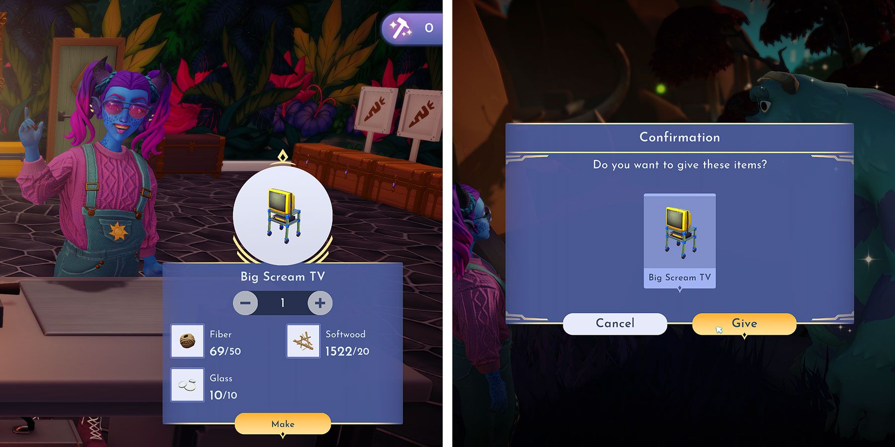 Monster Movie Night quest for Sulley in Disney Dreamlight Valley