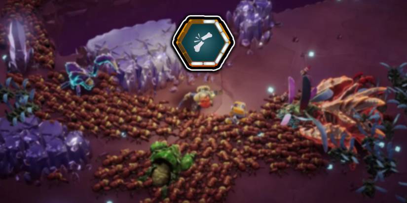 Deep Rock Galactic Survivor - Damage Stat Icon Over Gameplay Image