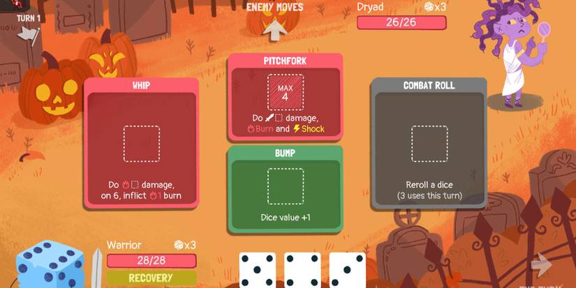 Fighting a Dryad in Dicey Dungeons