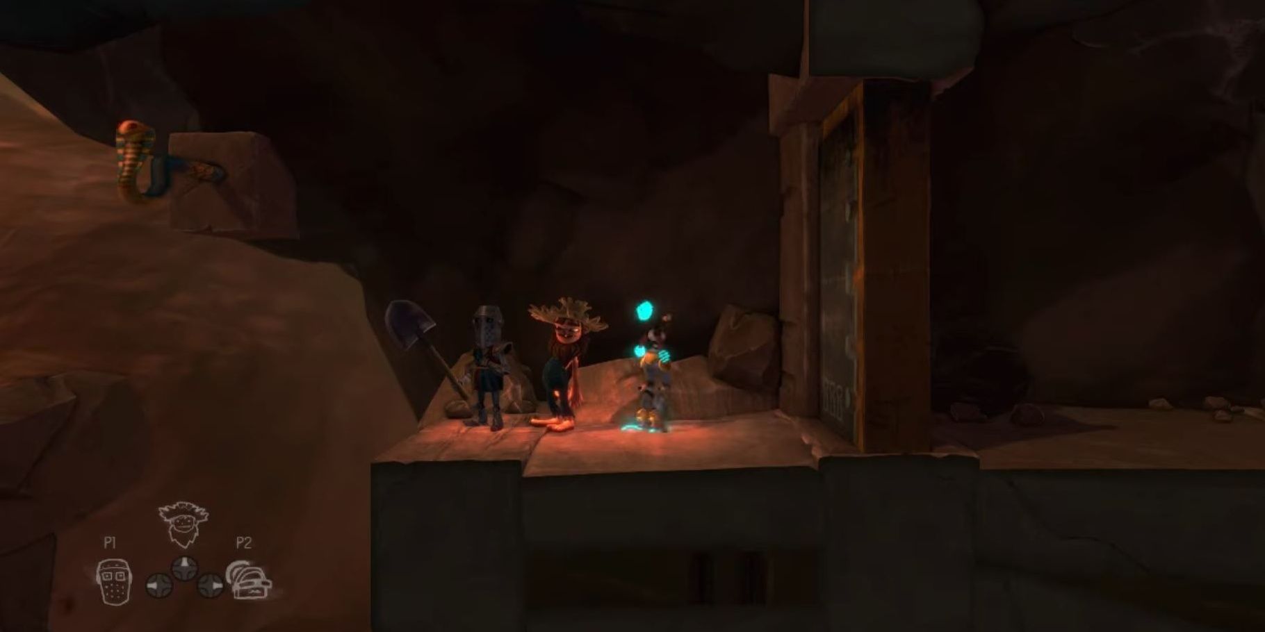3 Characters Standing On Ridge In The Cave