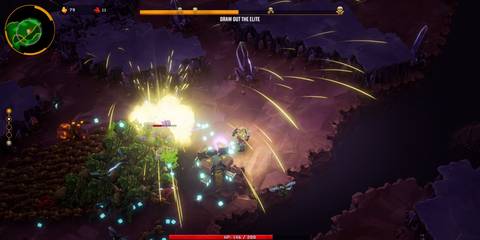 A miner securing the landing zone of the Supply Drop in Deep Rock Galactic: Survivor