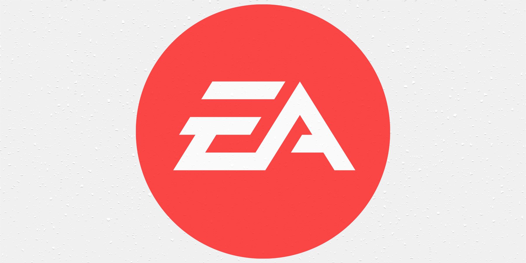 EA logo in coral red on light gray speckled background