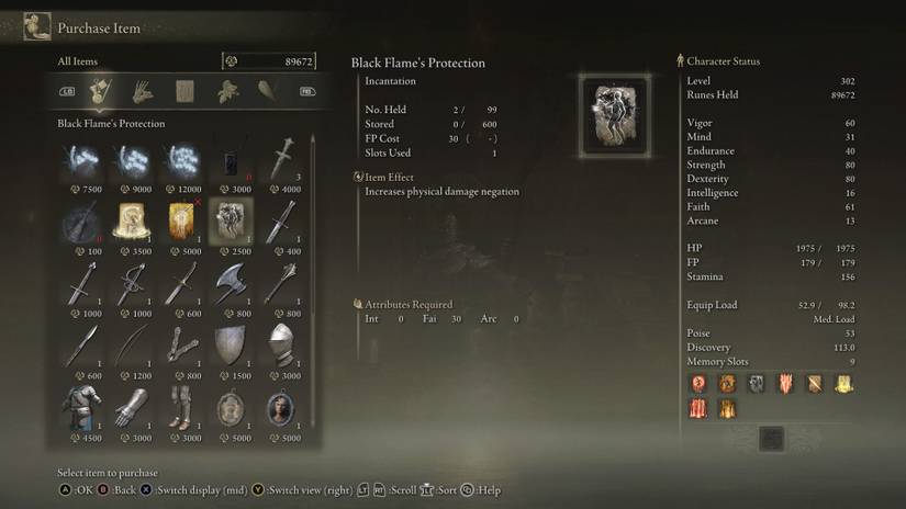 Elden Ring - Black Flame's Protection spell