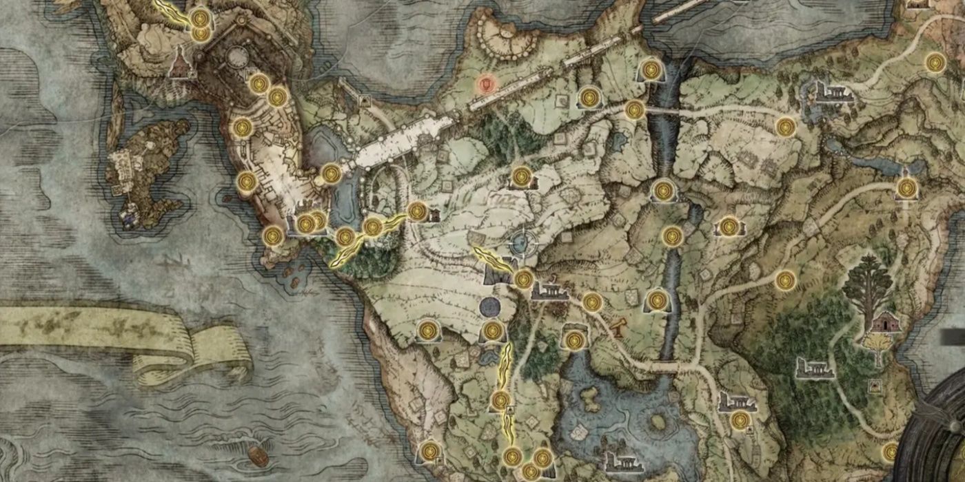 Elden Ring map of Limgrave showing various locations