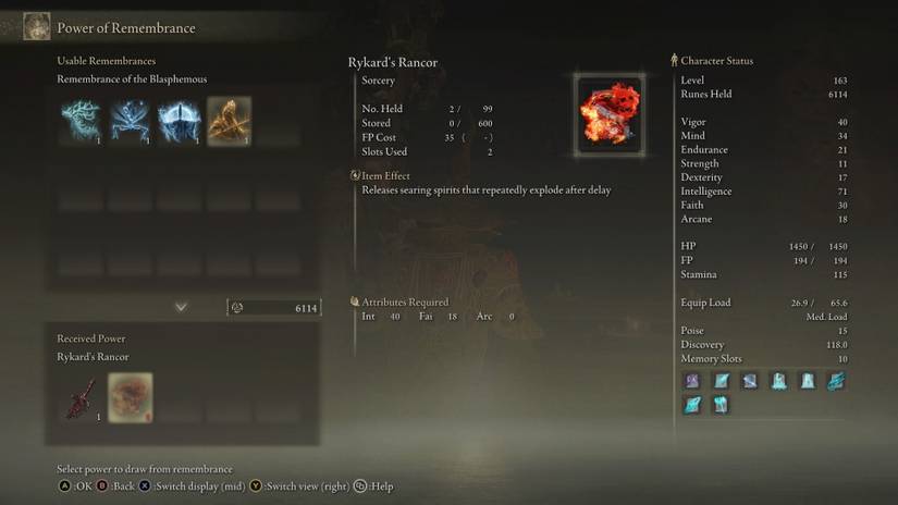 Elden Ring - Rykard's Rancor spell trade