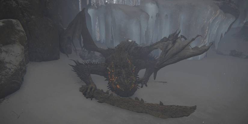 Elden Ring Theodorix in a snowy canyon