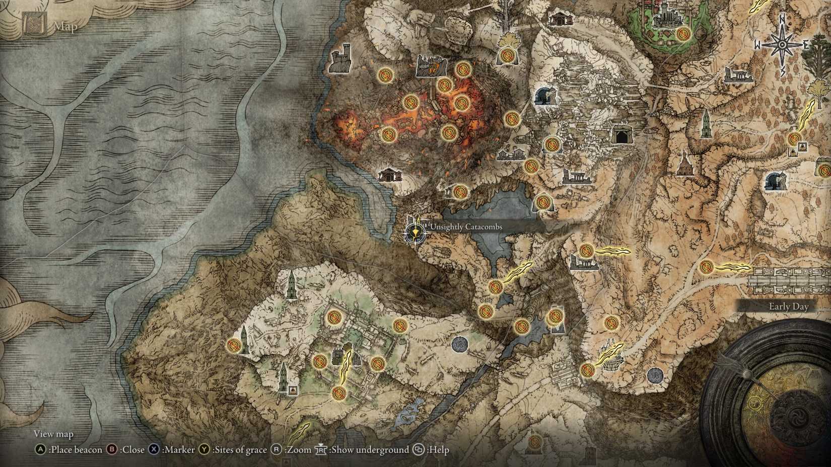 Elden Ring - Unsightly Catacombs location