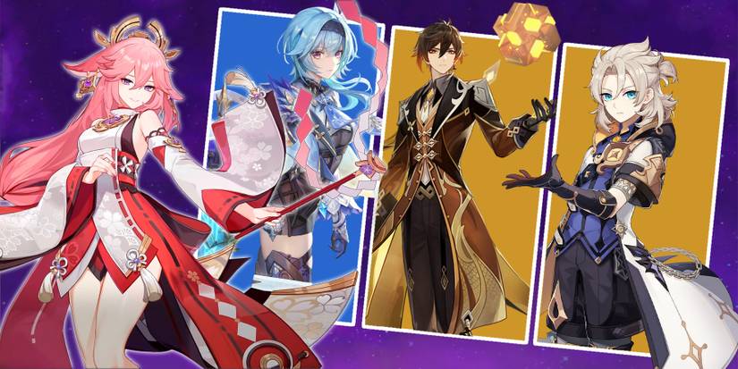 eula-zhongli-albedo-and yae miko team composition in genshin impact