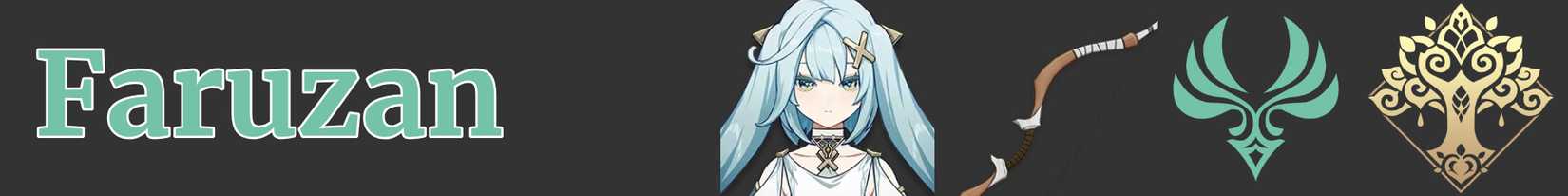 an image header with icons representing faruzan, a bow, anemo, and sumeru