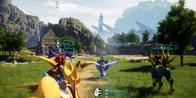 player using mount grass