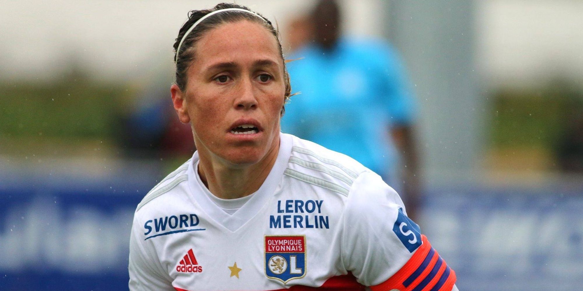 Camille Abily playing for Lyon