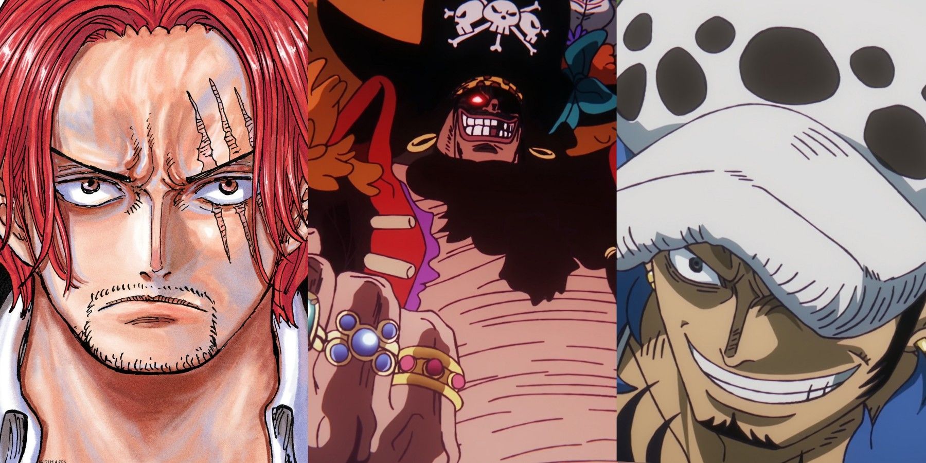 featured One Piece Monkey D. Luffy's Strongest Rivals Shanks Law Blackbeard