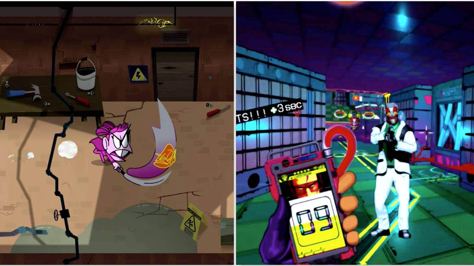 Fighting enemies in Blud and Shooting enemies in Mullet Madjack