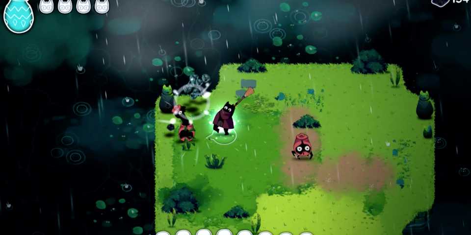 Fighting enemies in Crypt Custodian