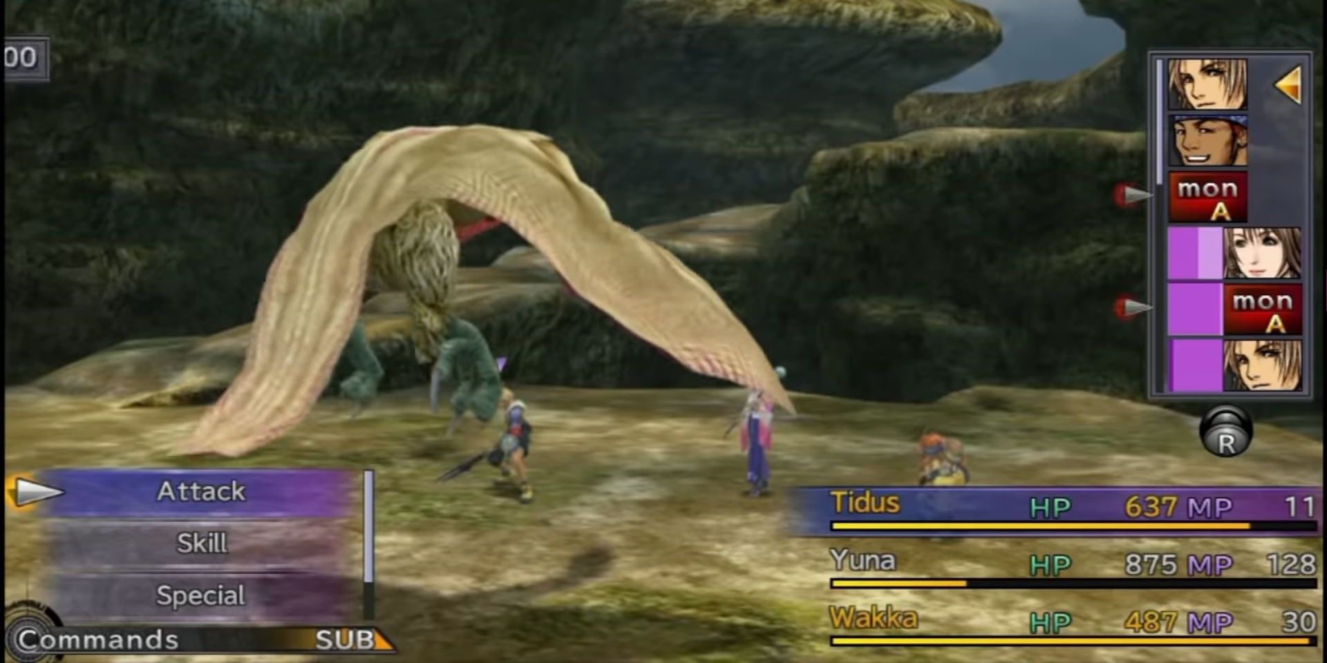 Party Fighting Monster In Final Fantasy X