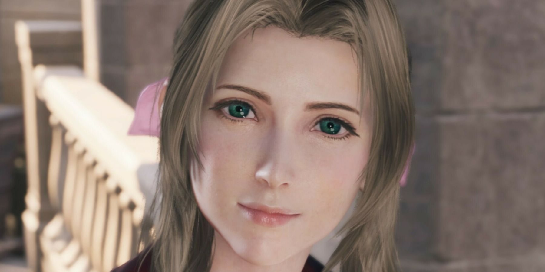 A screenshot from Final Fantasy 7 Rebirth showing Aerith Gainsborough. - However, Square Enix said that the contents of each disc remained intact