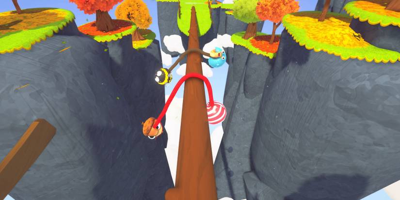 Traversing a fallen three in Fling to the Finish