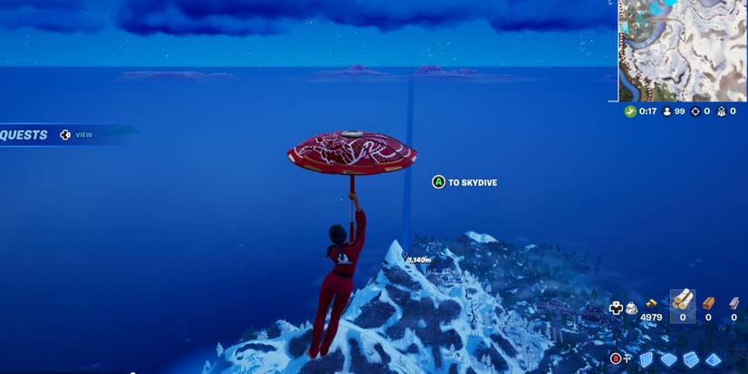 player landing near superior summit to complete weekly quest