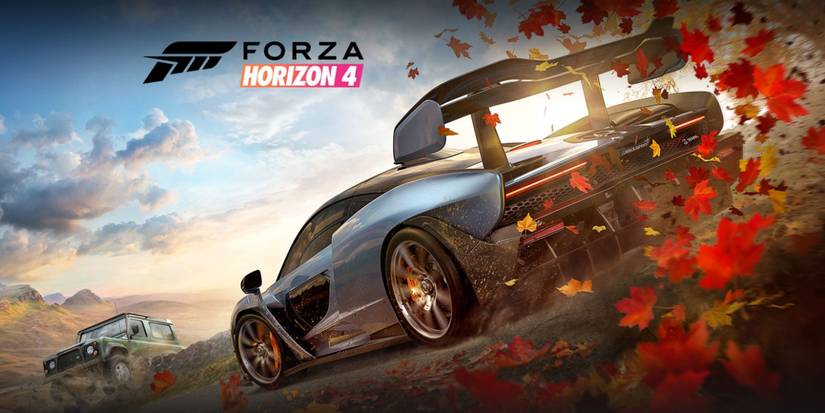 Forza Horizon 4 cover image featuring car and truck driving