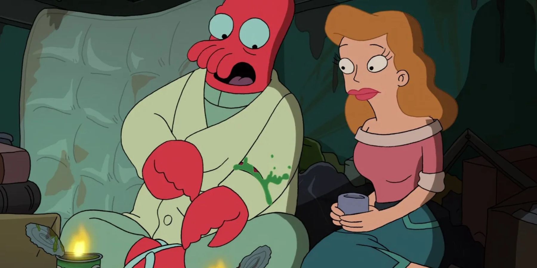 Zoidberg and Marianne in Futurama