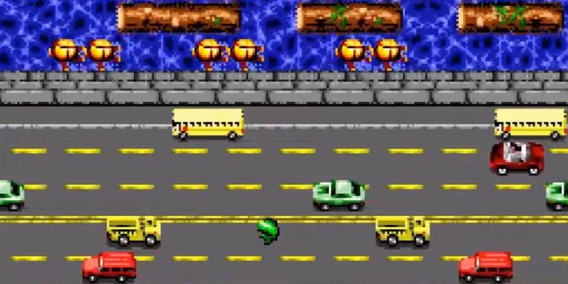 Gameplay of Frogger on SNES.