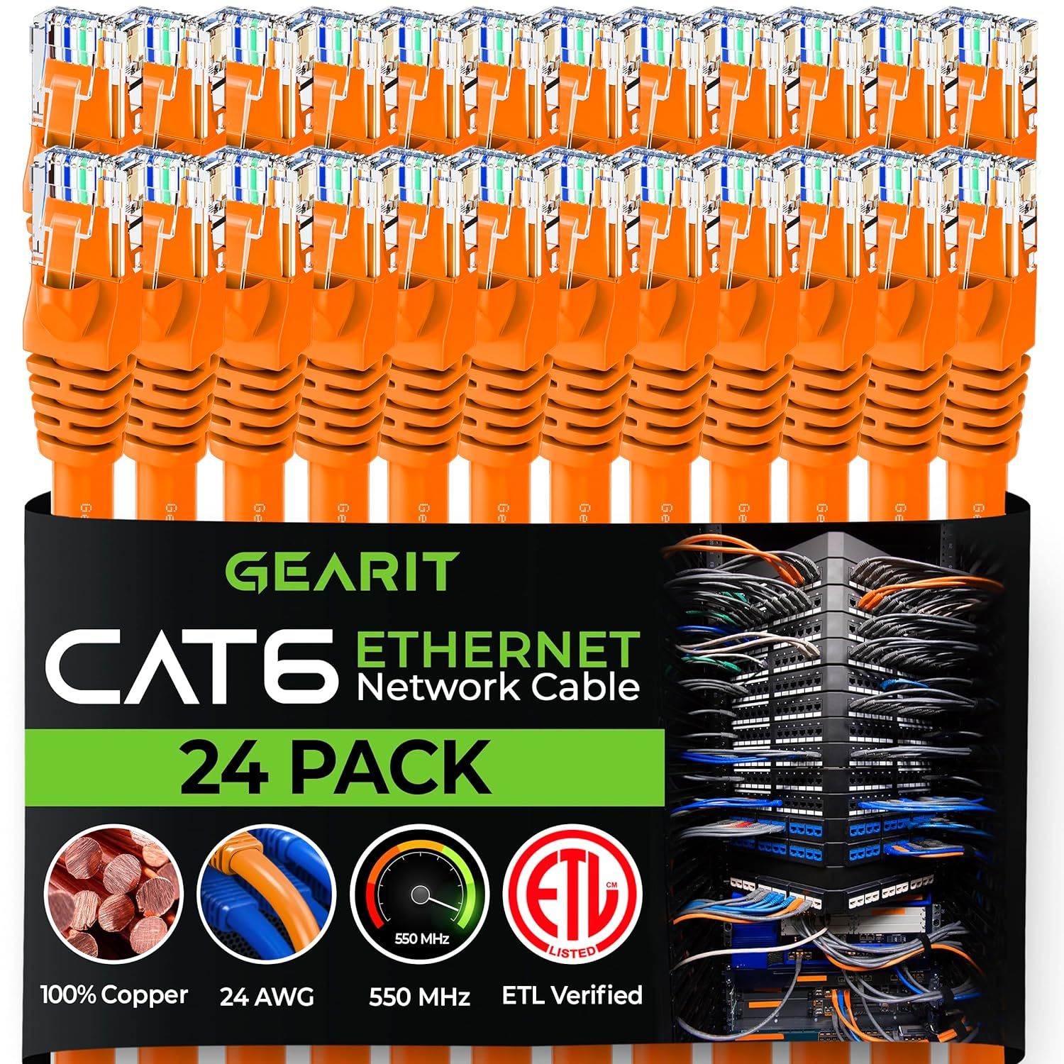 GearIT Cat 6 Ethernet Cable 0.5 ft 6-Inch (24-Pack)