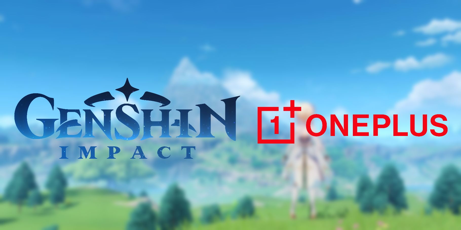 A blurred screenshot of Genshin Impact overlayed with the logos for the game and OnePlus - HoYoverse and OnePlus Reveal OnePlus 12R Genshin Impact Edition