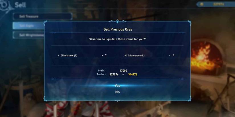 Selling Glitterstones for rupies in Granblue Fantasy Relink