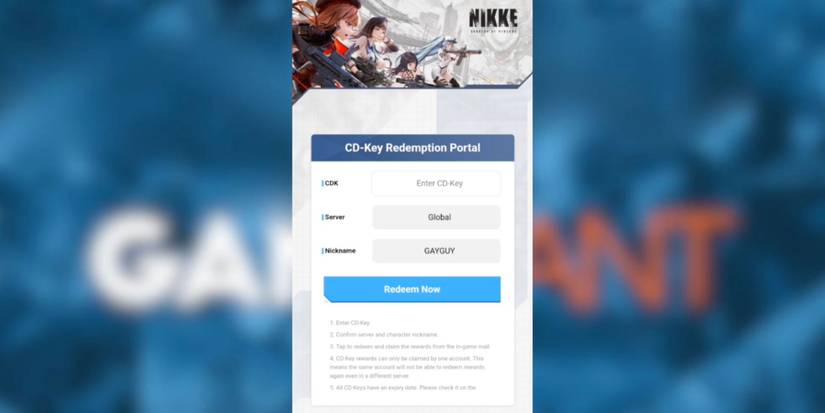 Goddess of Victory: the codes tab