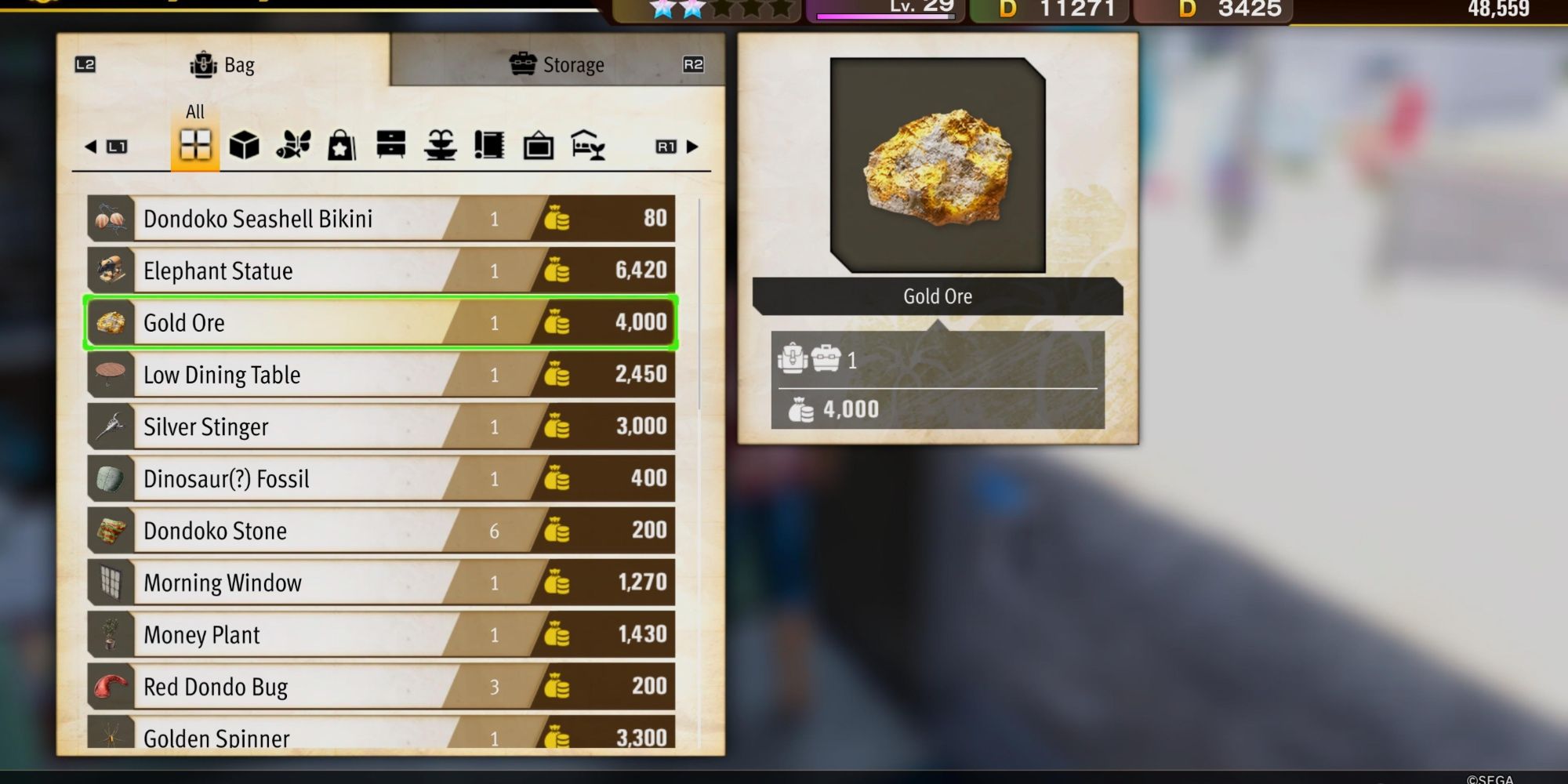 Gold Ore in Dondoko Island in Infinite Wealth