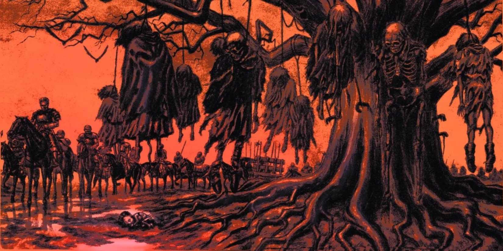 Guts' birth in Berserk