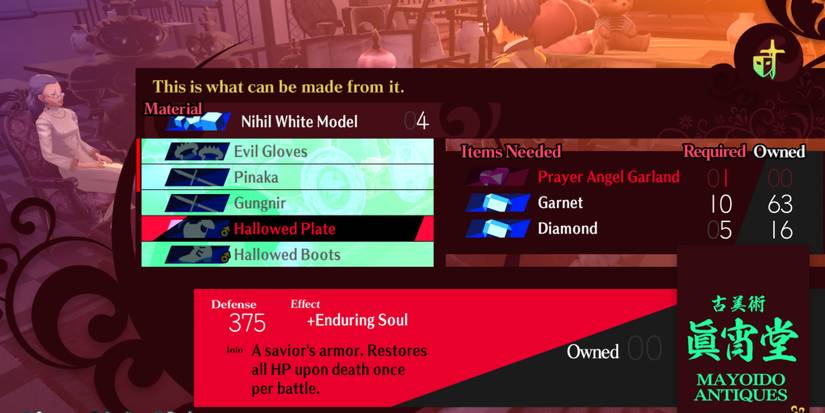 Hallowed Plate armor in Persona 3 Reload