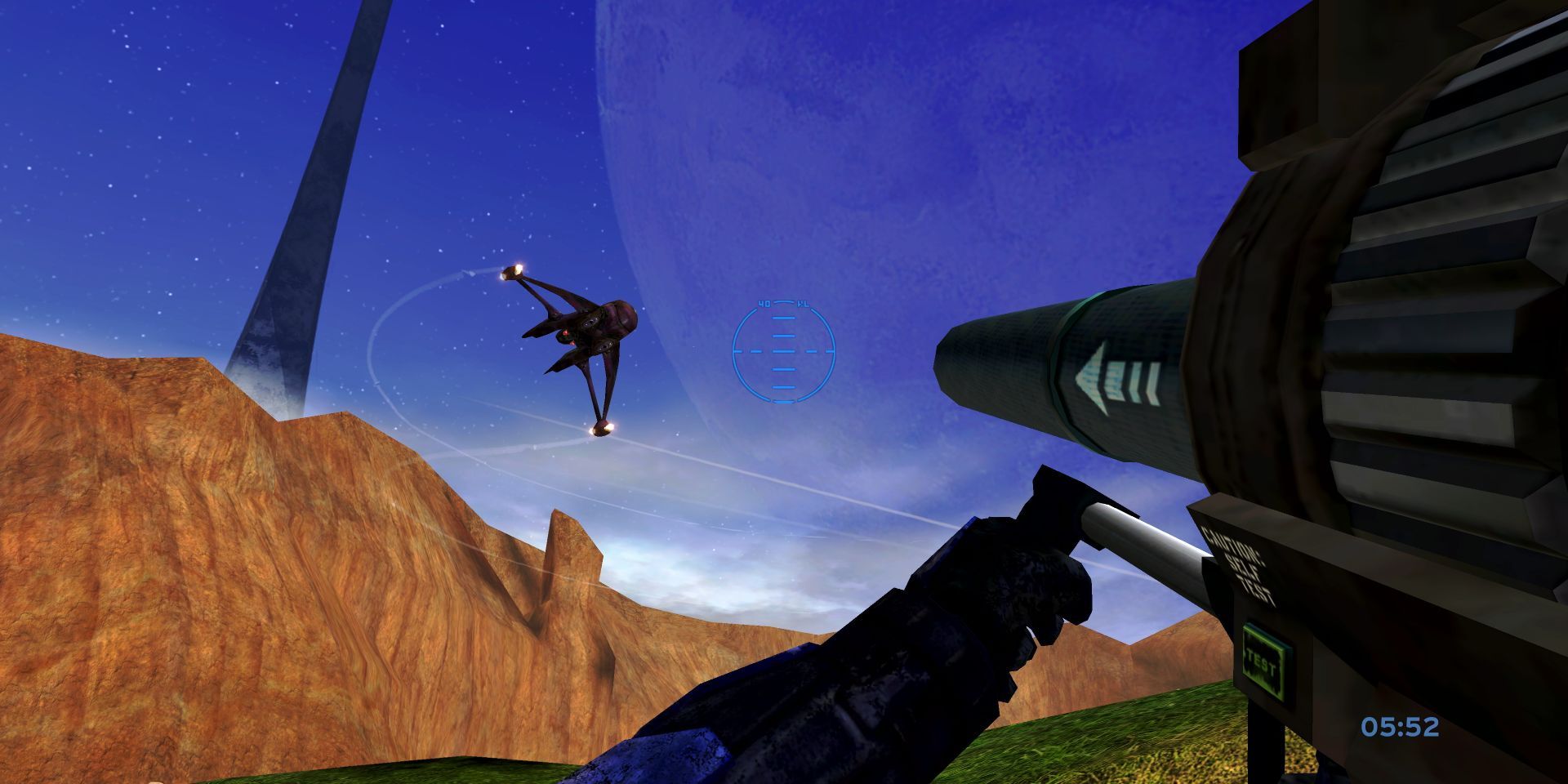 Shooting at an enemy plane in Halo Combat Evolved