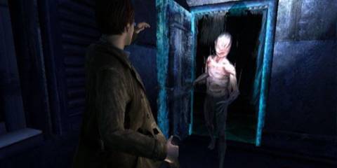 Harry Mason encounters a monster in Silent Hill Shattered Memories.