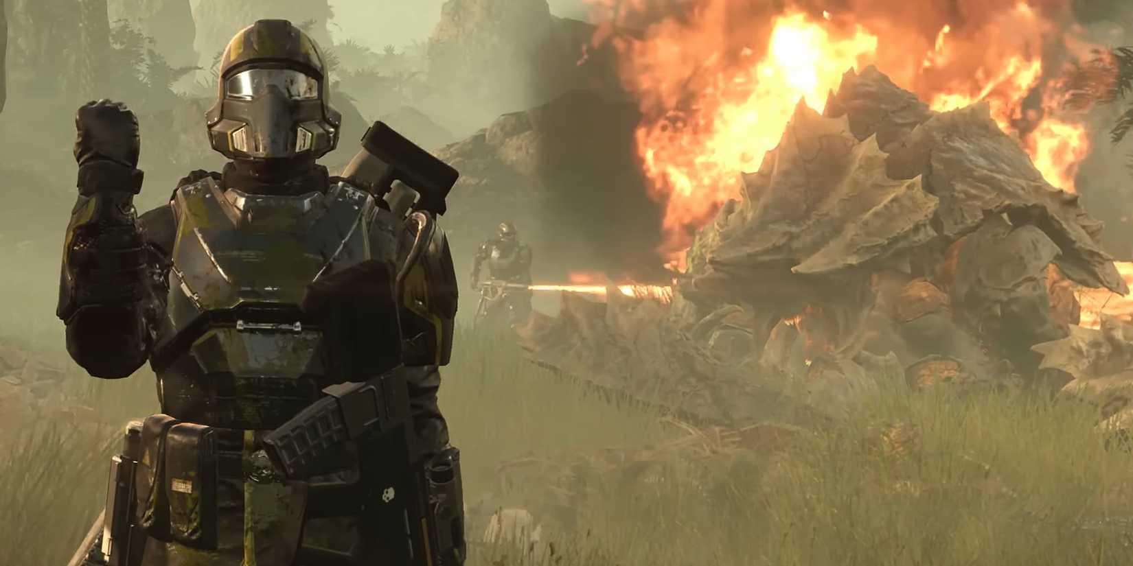 Dead charger in the Helldivers 2 launch trailer