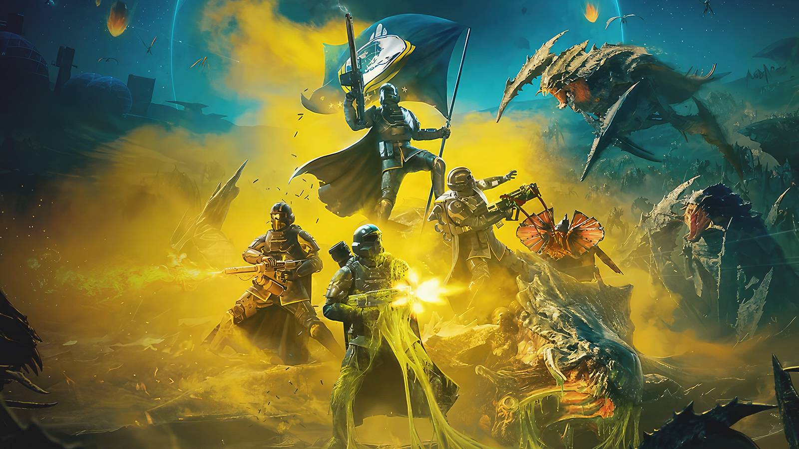 Helldivers 2 PlayStation Store page firefight key art upscaled