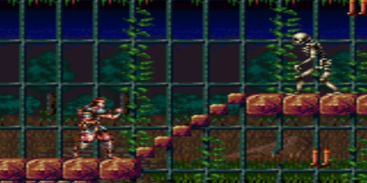 simon going up some stairs in super castlevania 4