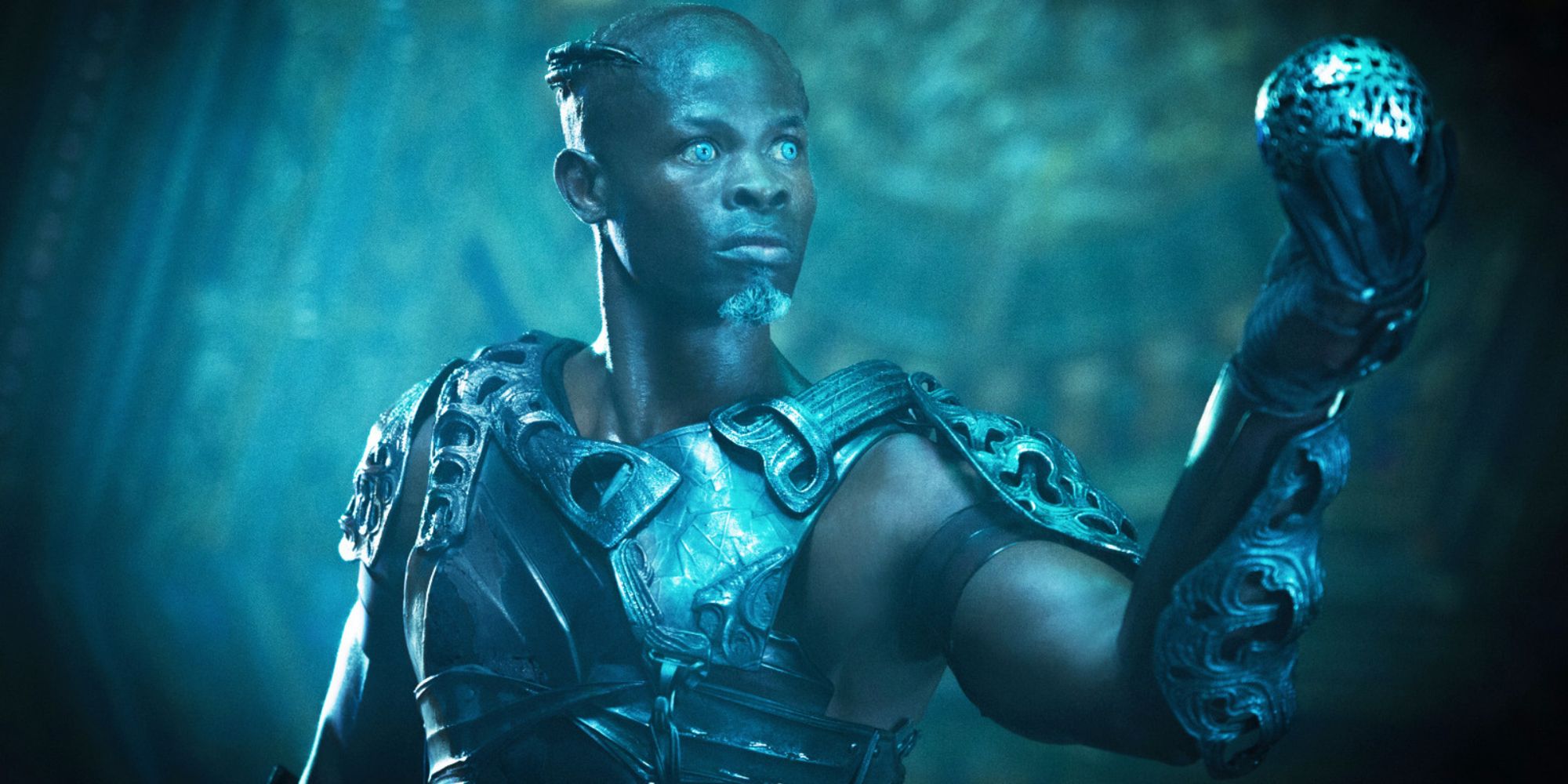 Hounsou as Korvath holding the Power Stone