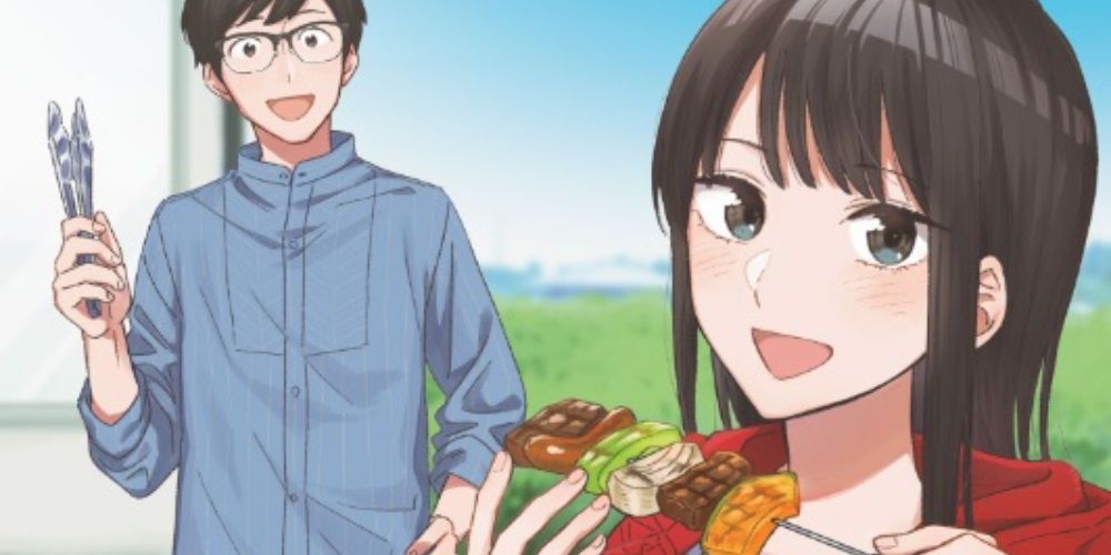 Keita and Chihiro on the cover of How to Grill Our Love Volume 1