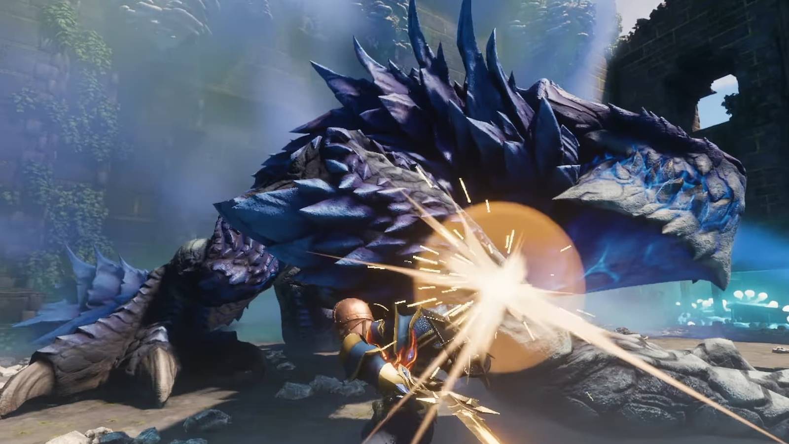 Fighting the Fell Wispwyvern in Enshrouded