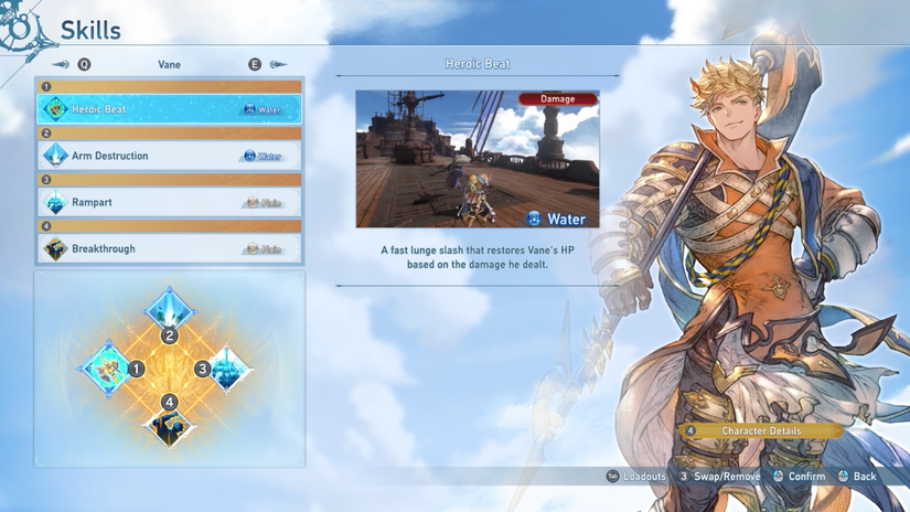 Vane's skills in Granblue Fantasy: Relink