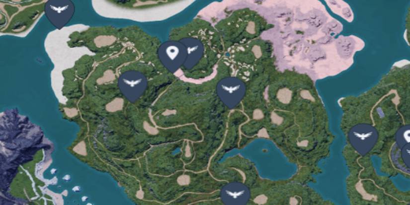 A screenshot of Palworld's map showing the area called Investigator's Fork