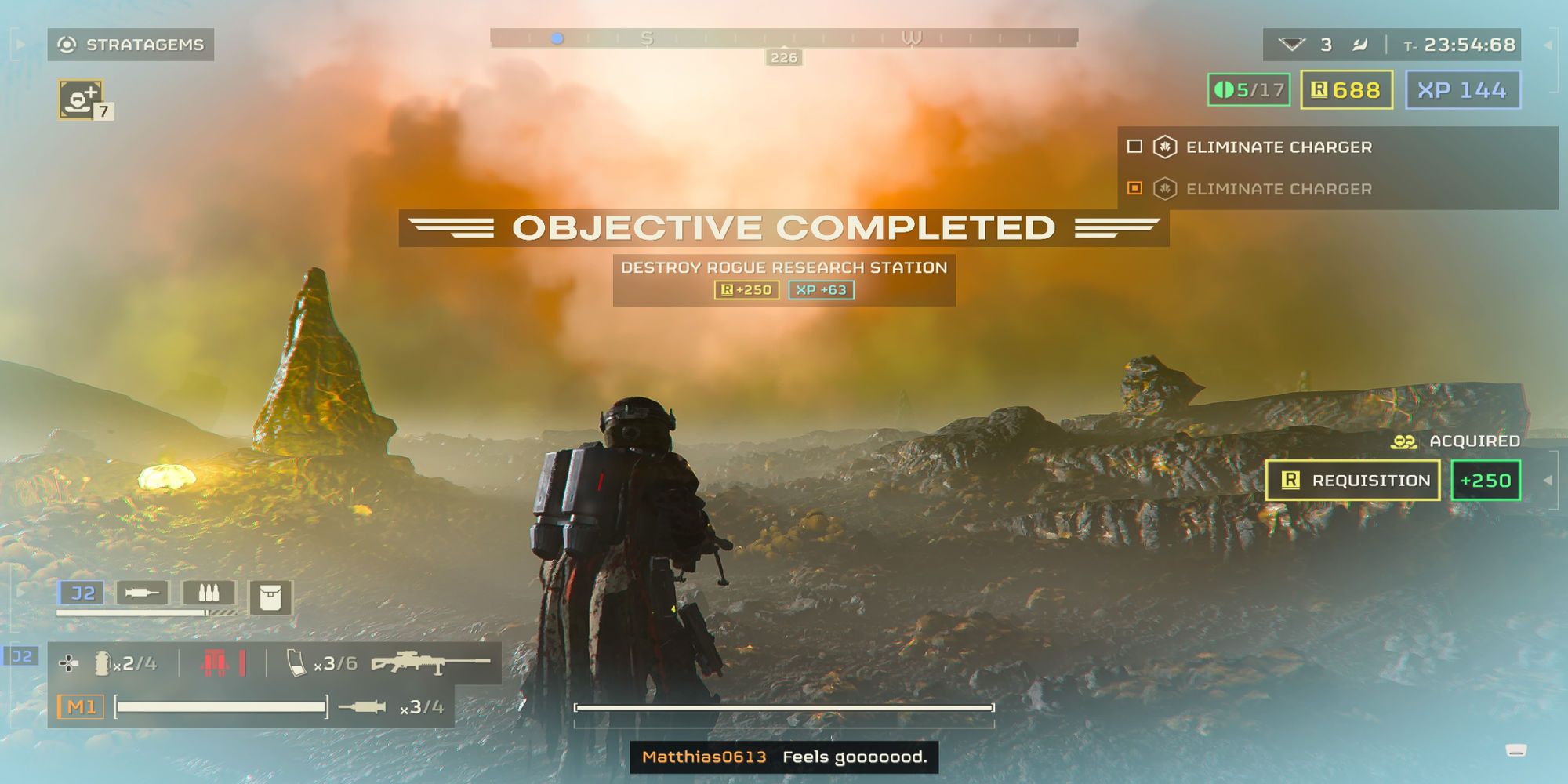The "Objective Completed" Message during a mission from Helldivers 2